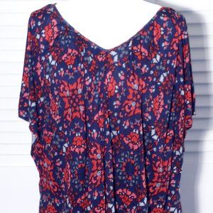 Red & Blue A.N.A. Print Blouse